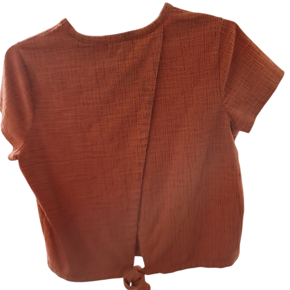 Madewell Burnt Orange Textured Short Sleeve Top - Picture 2 of 4